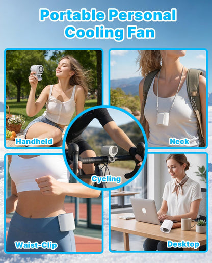 Car Clip on Cooling Fan with LED Display - 360° Rotation, 199 Speeds & Semi-Cooling Technology, 2000mah Rechargeable Personal Mini Fan, Portable Clip on Fans for Cars, Travel, Camping