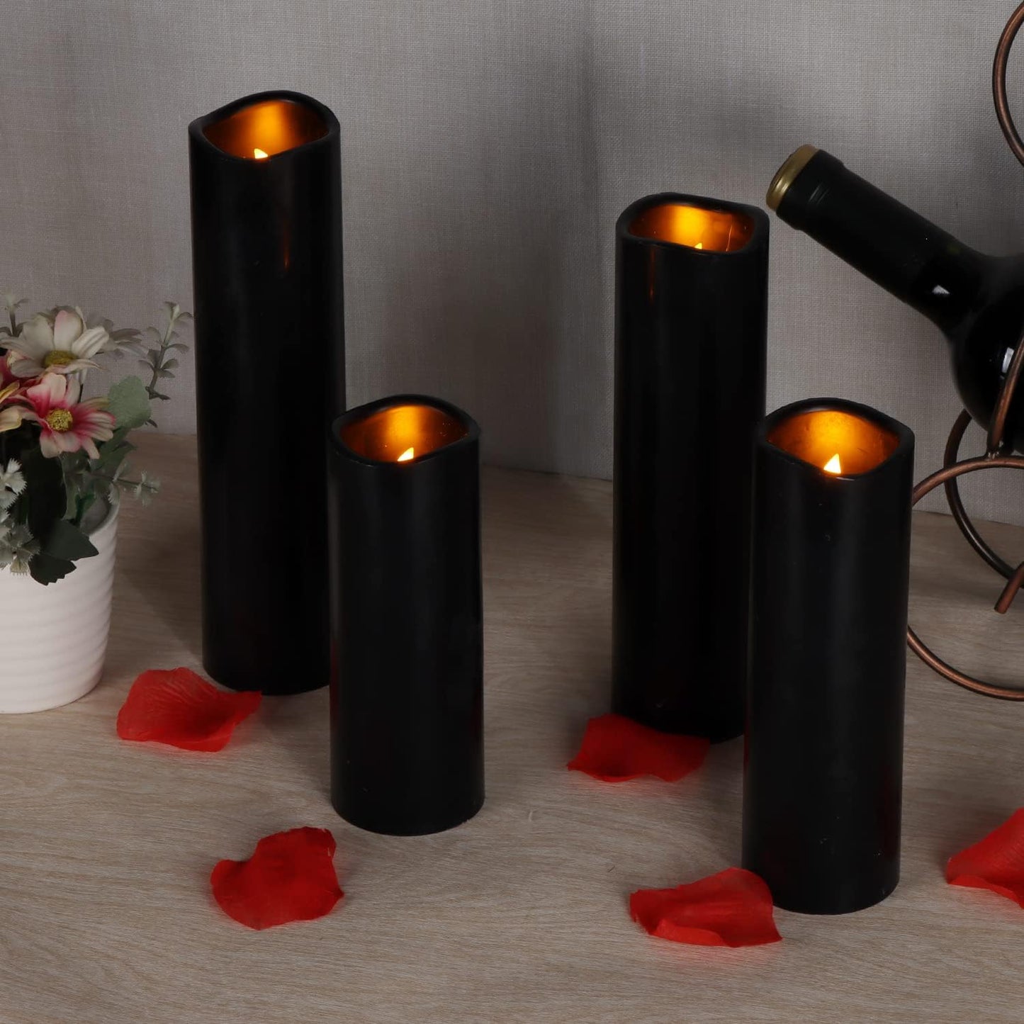 antizer Flameless Candles Led Candles Pack of 9 (H 4" 5" 6" 7" 8" 9" x D 2.2") Real Wax Battery Candles with Remote Timer for Home Fireplace Decor Wedding Festival Decor (Ivory 9 Pack)