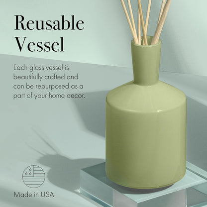 LAFCO New York Classic Reed Diffuser, Sea & Dune - 6 oz - Up to 3 Months Fragrance Life - Reusable Glass Vessel - Natural Wood Reeds - Made in The USA