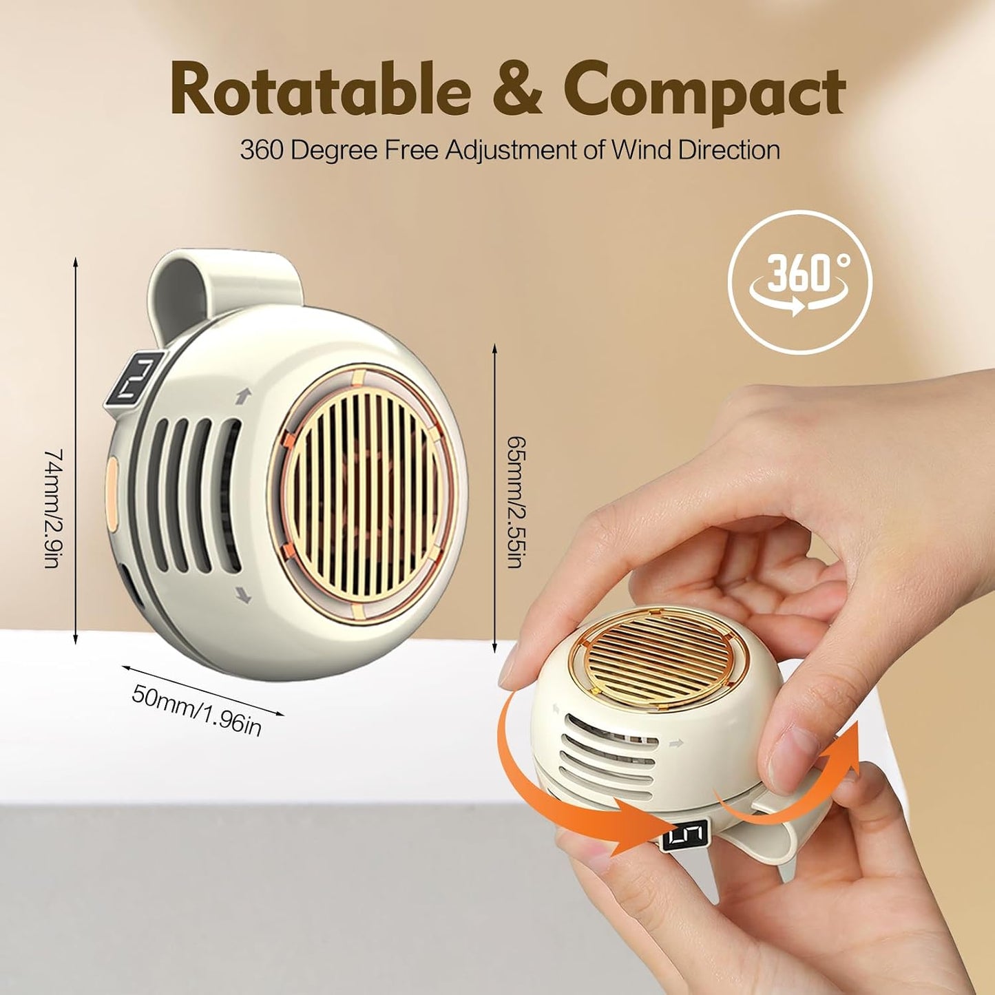 Portable Silent Mini Bladeless Electric Fan,Small fan Clip on for Shirt & Waist,2026 New Mini Bladeless Fan Clip On,Adjustable 3-Speed For Outdoor & Travel & Office, Travel Accessories, Gift (white)