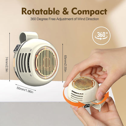 Portable Silent Mini Bladeless Electric Fan,Small fan Clip on for Shirt & Waist,2026 New Mini Bladeless Fan Clip On,Adjustable 3-Speed For Outdoor & Travel & Office, Travel Accessories, Gift (white)
