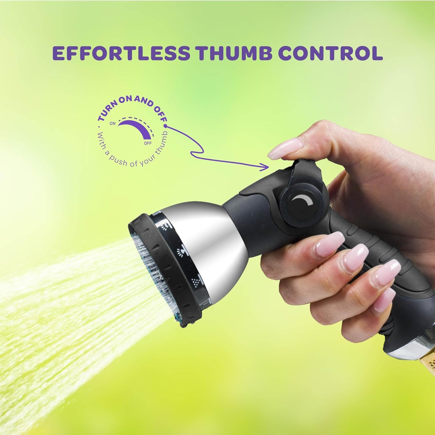 Hose Nozzle [Blue] Heavy Duty Hose Sprayer With 10 Adjustable Watering Patterns. Thumb Control Design, Comfortable Ergonomic Grip, Garden Hose Nozzle for Watering Plants & Lawns/Fun showers/Cleaning