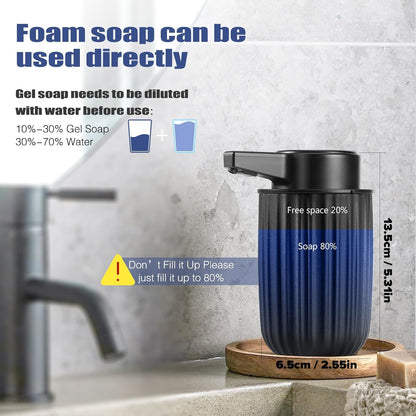 Automatic Soap Dispenser Foaming Touchless: 9oz Plastic Black - Rechargeable Electric Smart Auto Foam Soap Dispenser - Bathroom Kitchen Hand Dish Lotion