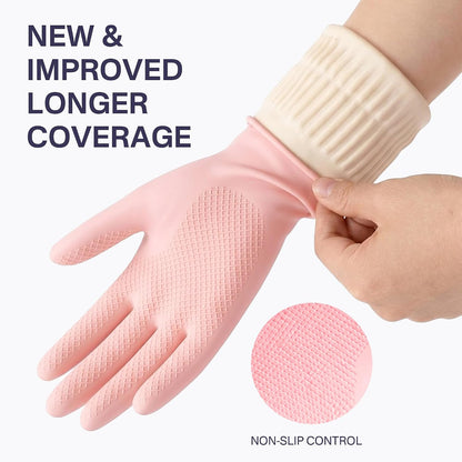 Rubber Dishwashing Gloves, Reusable Cleaning Dish Gloves for Kitchen, Long Cuff for Washing Dishes