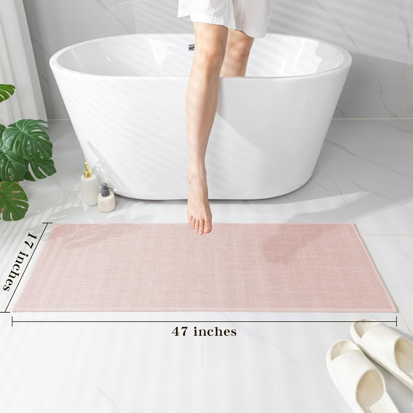 chakme Bathroom Rugs Mat 24x17, Ultra Thin Non Slip Bath Mat Small Quick Dry Absorbent Bath Mat for Bathroom Floor, (Dark Beige, 24"x17")