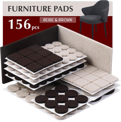 Felt Furniture Pads - Chair Leg Floor Protectors for Hardwood Floors - Felt Pads for Furniture - Furniture Sliders - Furniture Legs - 156 pcs - Black