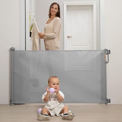 Retractable Baby Gate, Momcozy Mesh Baby Gate or Mesh Dog Gate, 33" Tall,Extends up to 55" Wide, Child Safety Gate for Doorways, Stairs, Hallways, Indoor/Outdoor