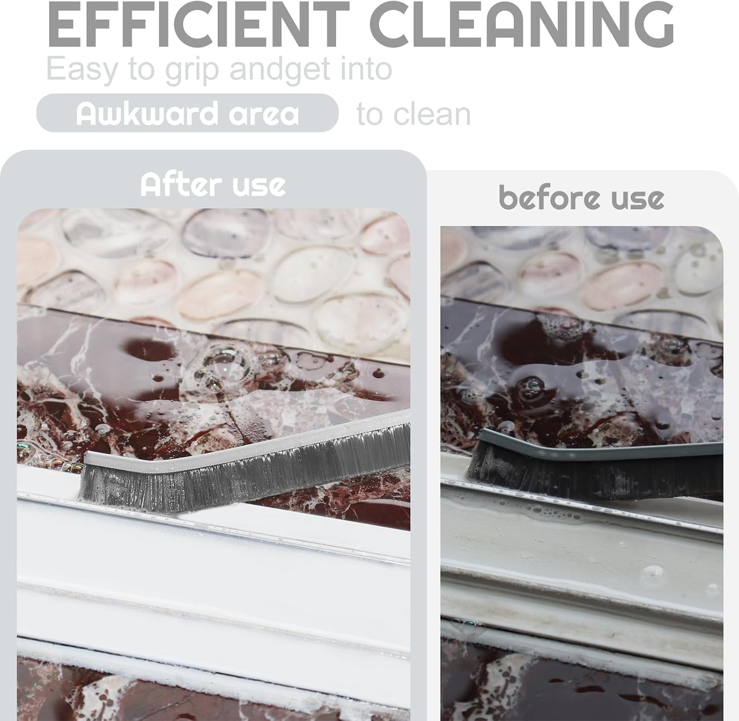 Crevice Cleaning Brush Bathroom Tile Groove Gap Cleaning Brush Premium Crevice Cleaning Tool Aluminum Support with 15° Angled Head-Grout Thin Brush,Kitchen & Bathroom Tool (3PCS)