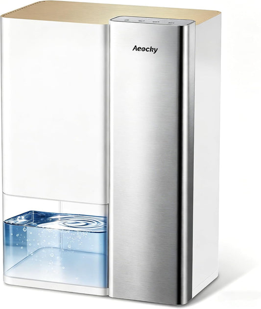 AEOCKY Small Dehumidifier with Drain Hose,64oz Water Tank,Next-Gen Thermoelectric Tech, for Small Space (Not for Basements),for Home,Bedroom,Bathroom,Closet,RV,24H Timer,Intelligent Humidistat,Quiet