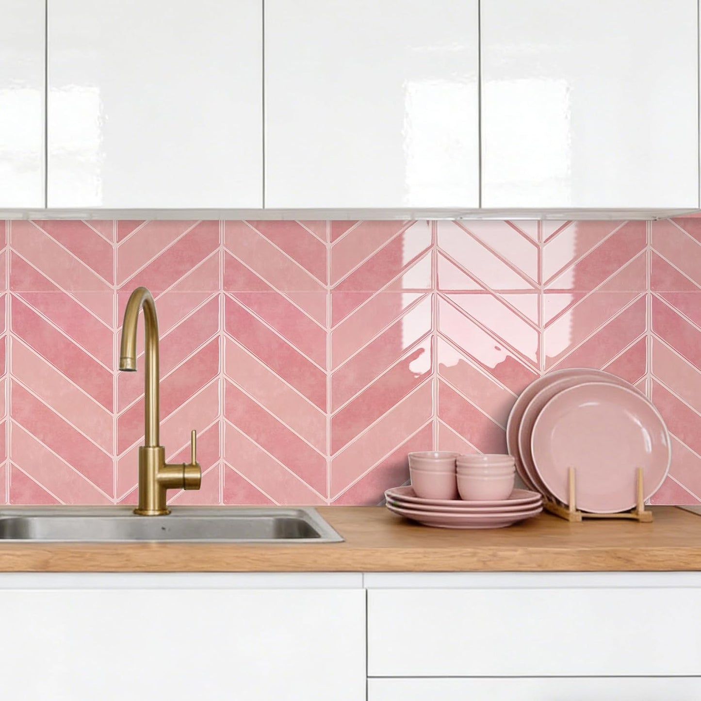 Peel and Stick Subway Backsplash Tiles, 5 Pack, 12 x 12 in, Almond | extra thick 3D wall panels, heat and water resistant wall panels, easy DIY kitchen, bathroom, laundry, fireplace wall décor