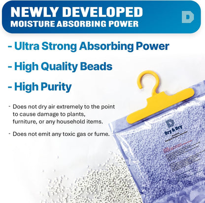 Dry & Dry 14 Packs [Net 7 Oz/Pack] Moisture Absorbers Dehumidifiers for Home Dehumidifier for Basement, Bedroom - Dehumidifiers Moisture Absorbers
