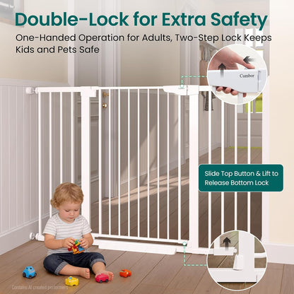 Cumbor 30-46" Baby Gate for Stairs, Mom's Choice Awards Winner-Auto Close Dog Gate for The House, Gifts for Mom, Easy Install Pressure Mounted Pet Gates for Doorways, Black