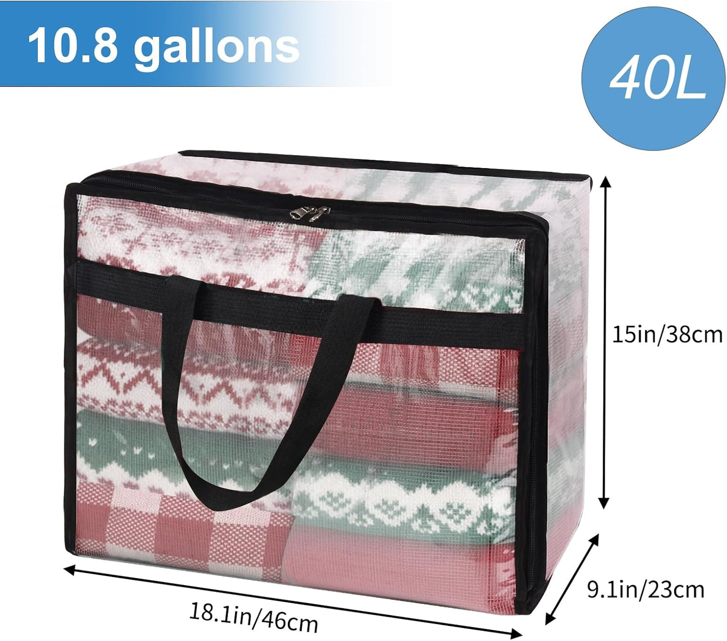 Fixwal 4 Pack 75L Extra Large XL Clear Storage Bags With Zipper for Blankets, Quilts, Clothes, Comforter, Bedding and Pillows
