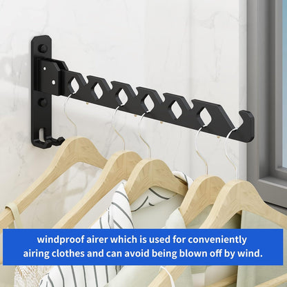 Wall Mounted Clothes Drying Rack, Wall Clothes Hanger Foldable, Laundry Hanger Hook for Bathroom, Wall Clothes Rack Indoor, Perfect for Small Spaces, White