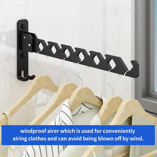 Wall Mounted Clothes Drying Rack, Wall Clothes Hanger Foldable, Laundry Hanger Hook for Bathroom, Wall Clothes Rack Indoor, Perfect for Small Spaces, White