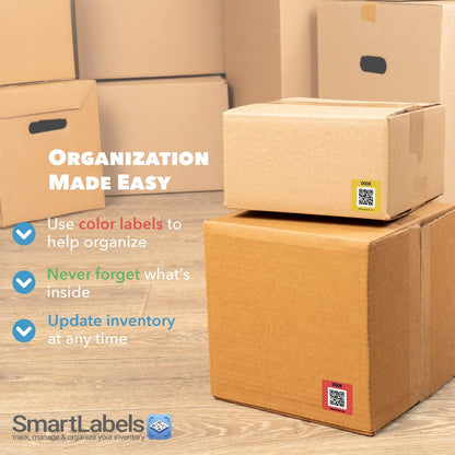 Smart Labels QR Code Stickers with AI Photo Analysis App - Auto-Creates Item Descriptions - No Typing - Made in USA - QR Code Labels for Storage & Inventory Tracking, Organization & Moving, Pack of 48