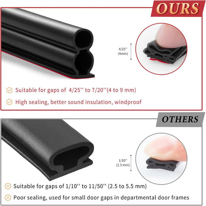 40 Feet Rubber Weather Stripping Door Seal Large Gap, Extra Thick Self-Adhesive D-Shaped Door Weather Stripping Seal Strip for Door Frame Door Insulation Strip Soundproofing (White)