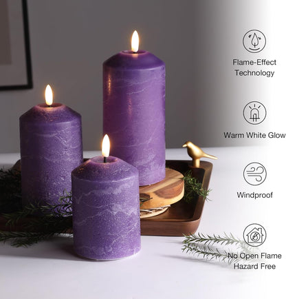 Eywamage White Flameless Pillar Candles with Remote, Flickering LED Candles Battery Powered Real Wax Set of 3