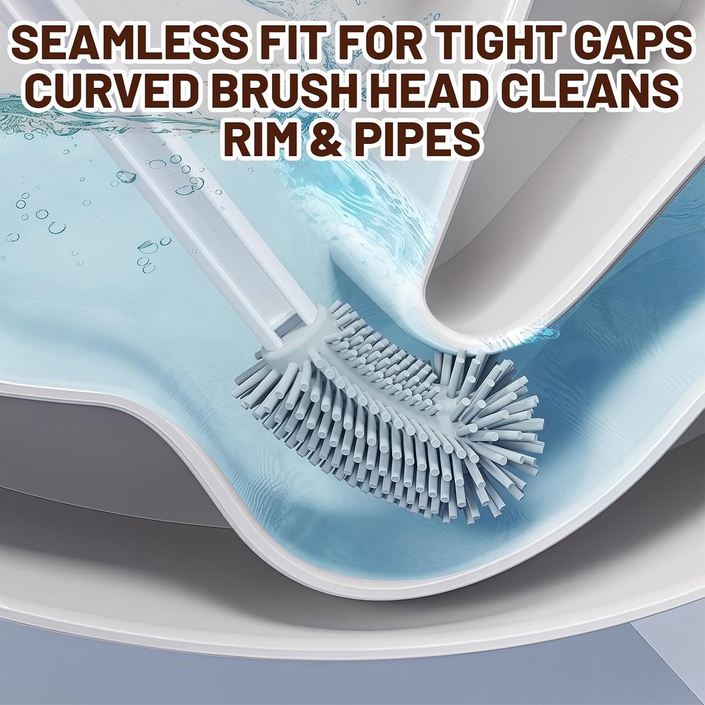 Toilet Brush with Flexible Silicone Head, Long Bendable Handle for Deep Cleaning, No Hair Tangles & Easy Rinse, Hygienic Tool for Toilet Sink Bathtub, Durable Design
