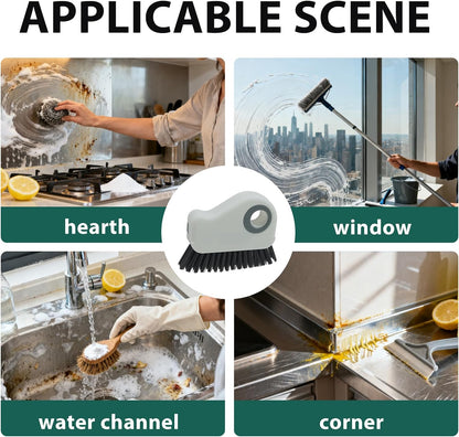 2-in-1 Window Groove Cleaning Brush, Handheld Crevice Cleaner Tool with Dustpan, Sliding Door Track Cleaning Brushes for Keyboard Blind Gap Corner Detail Sweeper Space