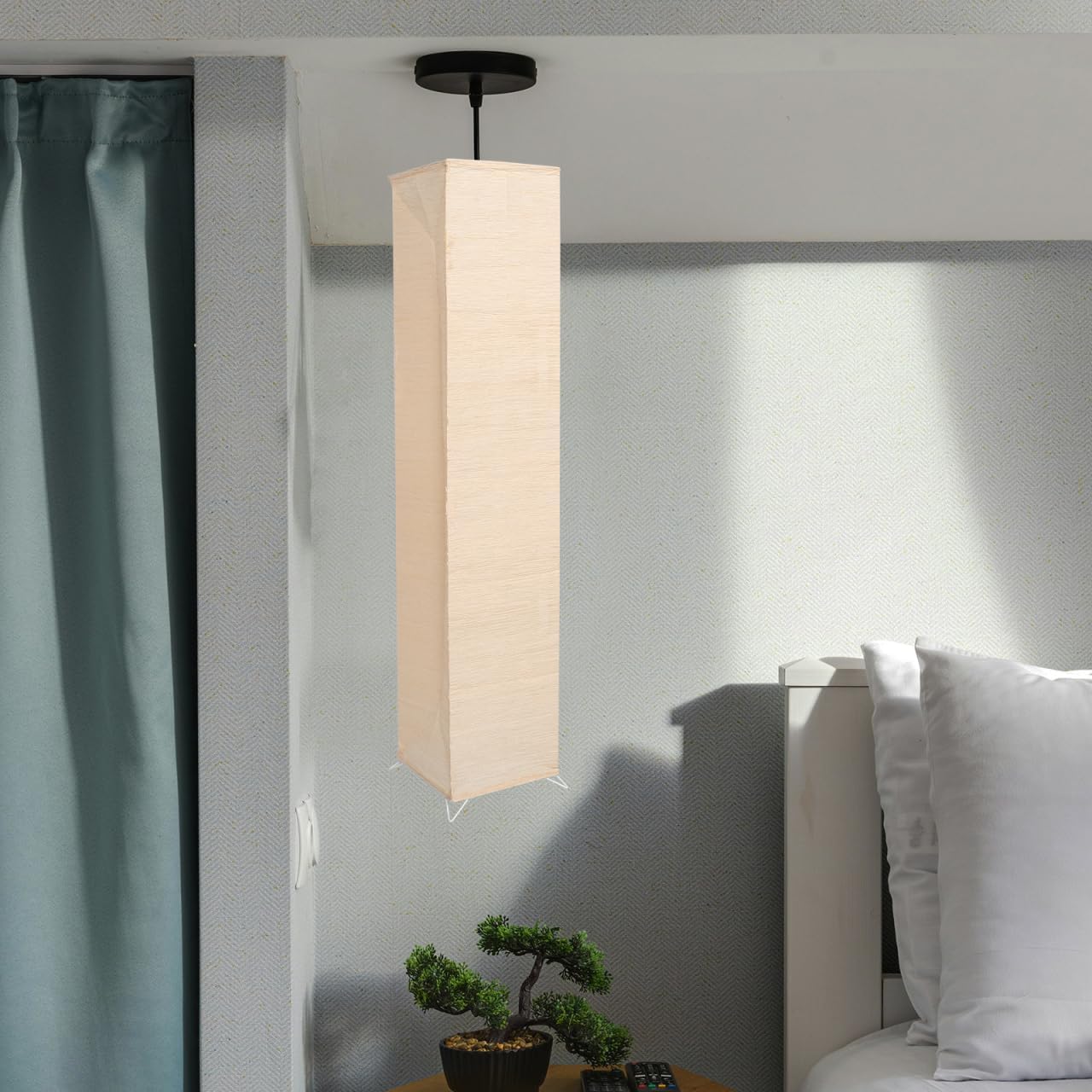 Foldable Japanese Paper Floor Lamp Shade Replacement with Soft Light for Living Room Bedroom Office - Easy Installation Modern Design 49.2X9.8X9.8In