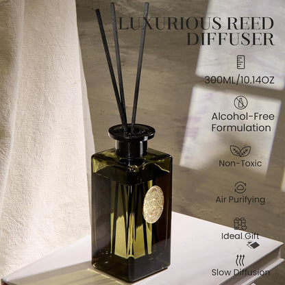 M&SENSE 6.3 oz Large Reed Diffuser Set | Lime+Basil Scent Oil Diffuser with Sticks | Hotel Collection Non-Toxic Home Fragrance |for Bedroom Bathroom Living Room - Colors A