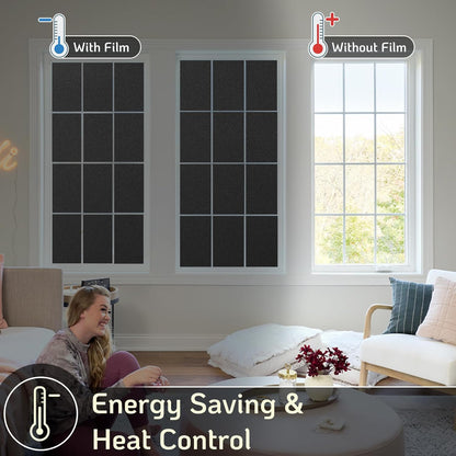 LUTE Window Privacy Film, Frosted Glass Window Film for Bathroom, Static Cling Removable Heat Control Glass Coverings, Non Adhesive Opaque Door Sticker for Home Office (Pure, 17.5" x 78.7")