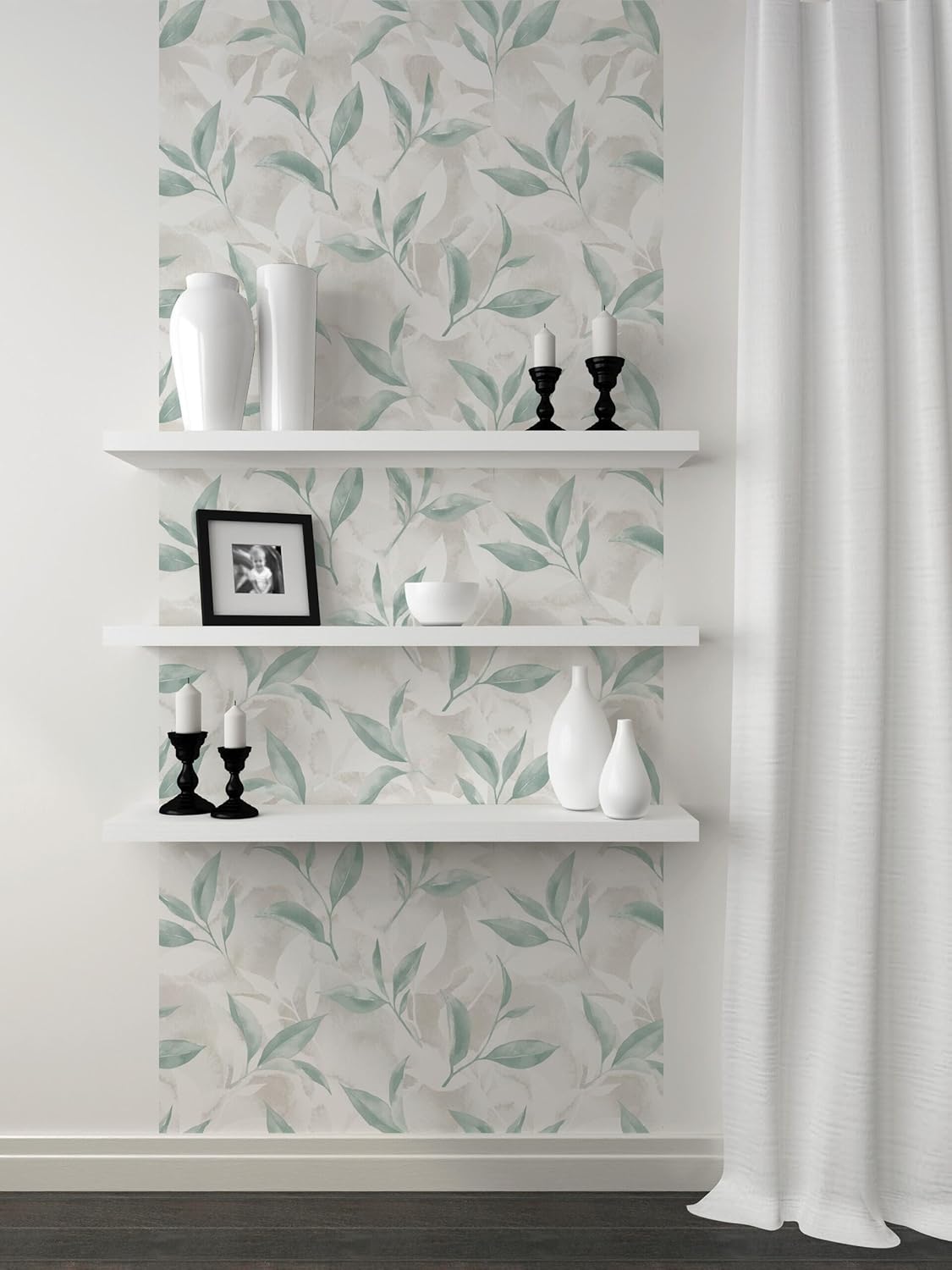Peel and Stick Wallpaper Roll 17.5 x 216 Whispering Tales Design in Vinyl Sticker Paper for Accent Panels, Bedroom, Kitchen, Office or Shelf Liner