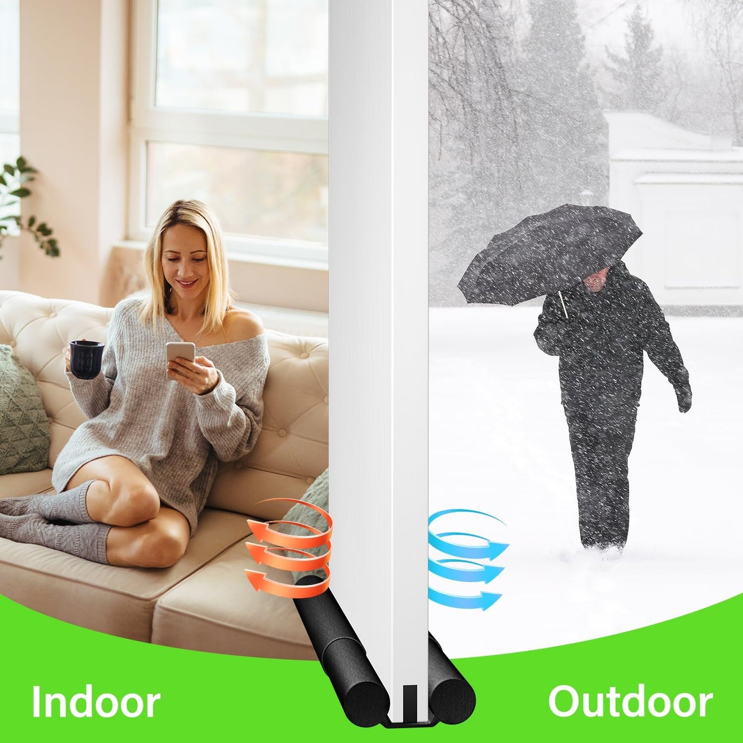 2 Pack Upgrade Door Draft Stopper 30-36 inch,Door Stoppers for Bottom of Door,Under Door Noise Stopper,Door Noise Blocker,Door Draft Blocker