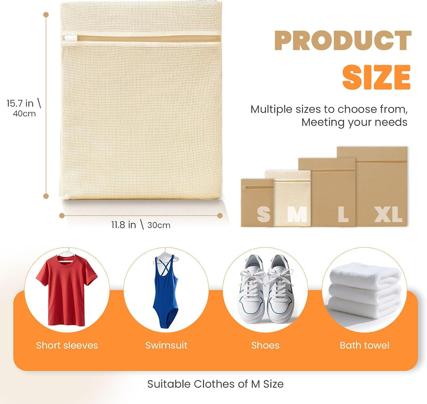 ABRRLO 4Pcs Cotton Mesh Laundry Bags for Delicates,Breathable Mesh Garment Bag for Washing Machine,Travel Wash Bags with Zipper for Bras,Underwear,Socks,Baby Clothes,Laundry Dorm Room Essentials(S)