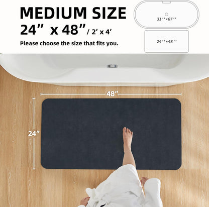 TYUU Bath Mat, Bathroom Rugs Non Slip Washable Thin Absorbent Quick Dry Bath Mat Fits Under Door Bathroom Floor Mat Perfect for Bath, Shower, or Sink 16"x24" Dark Grey