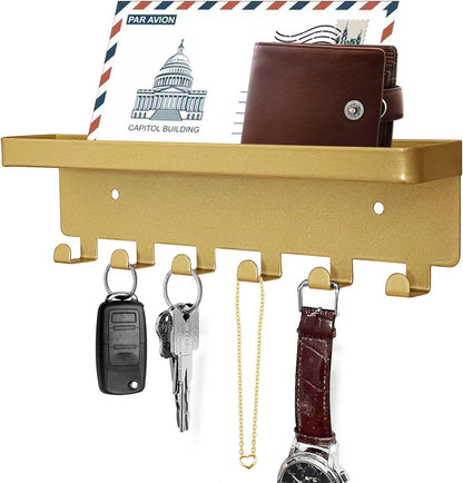 GTK Key Holder for Wall, Key Hooks with 6 Hooks, Wall Mounted Key Holder for Hallway, Self Adhesive Key Rack(White)