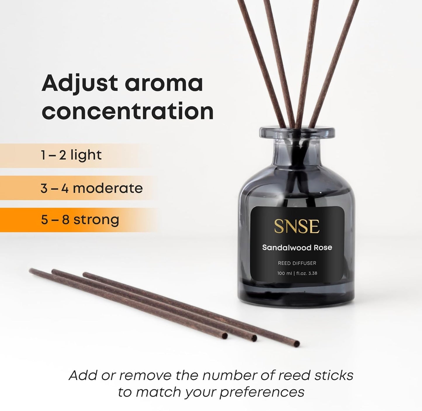SNSE Clean Linen Reed Diffuser Set | 3.38 oz Scent Fragrance Oil Diffuser for Bedroom, Bathroom, Home Décor and Gift, Decorative Air Fresheners with Sticks