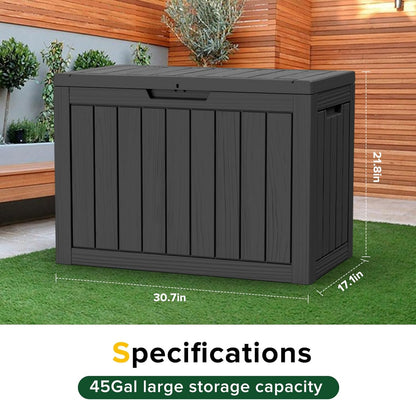 EasyUp 33 Gallon Resin Deck Box Waterproof, UV Resistant Outdoor Storage Box for Delivery, Porch, Patio and Garden, Stripe Black