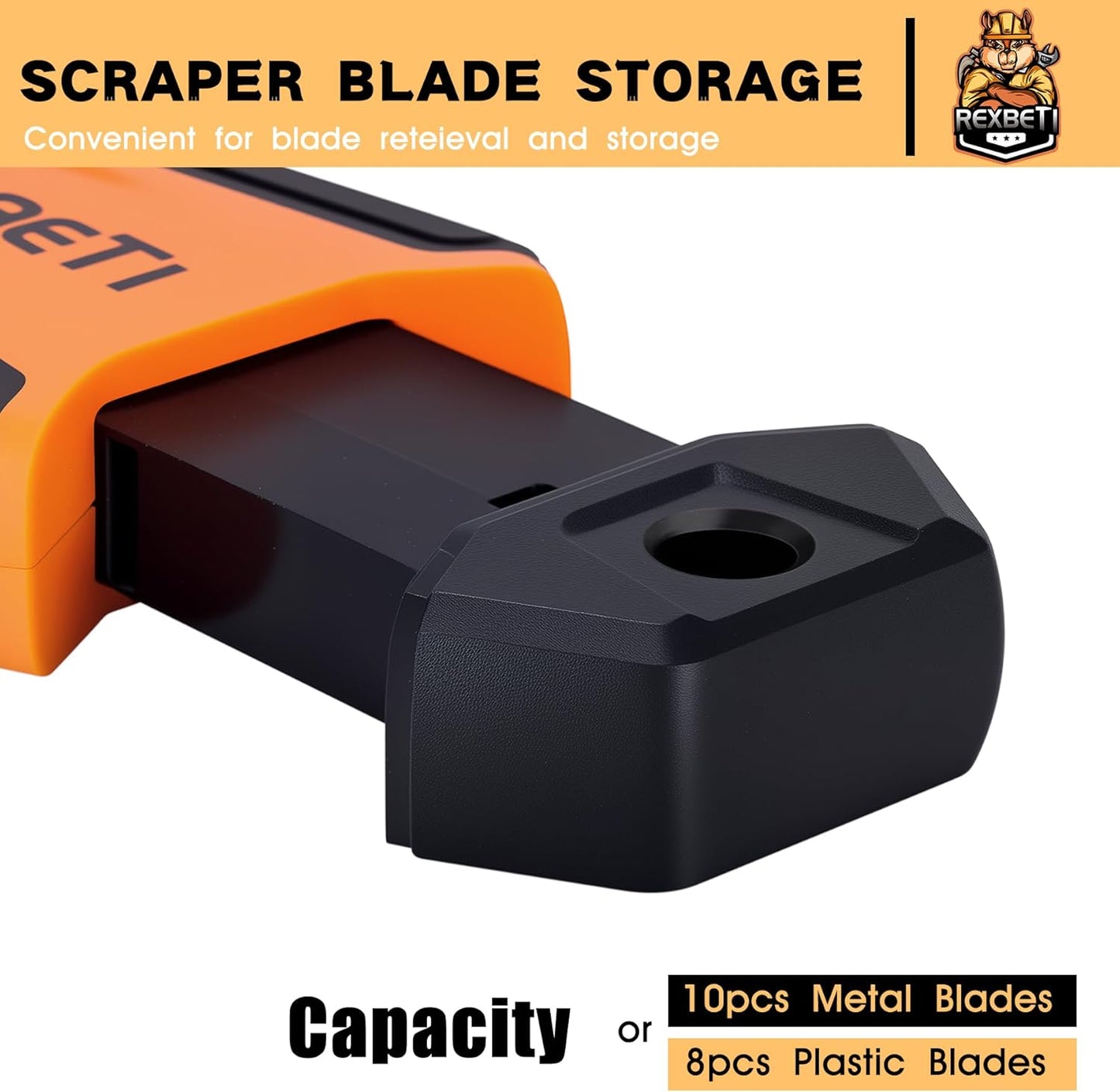 REXBETI Razor Blade Scraper Tool, 2 Pack Razor Scraper Set with Extra 80Pcs Razor Blades -30Pcs Metal and 50Pcs Plastic Blades, Cleaning Scraper Tool, Cooktop, Paint, Glass Scraper