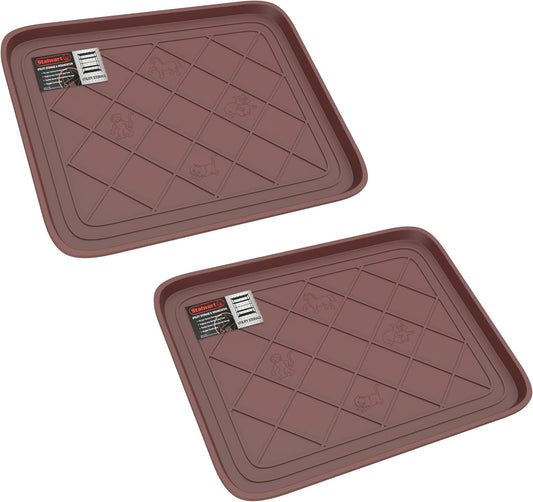 All Weather Boot Tray ? Water Resistant Plastic Utility Diamond Pattern Shoe Mat ? Indoor or Outdoor Doormats for All Season Use by Stalwart (Brown)