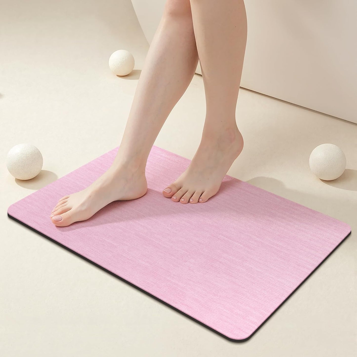 Mecko Bath Mat Rug, Rubber Non-Slip Quick Dry Absorbent Thin Bathroom Rugs Fit Under Door Bathroom Floor Mats-Shower Rug for in Front of Bathtub, Sink, Shower Room(Light Grey,16"x24")
