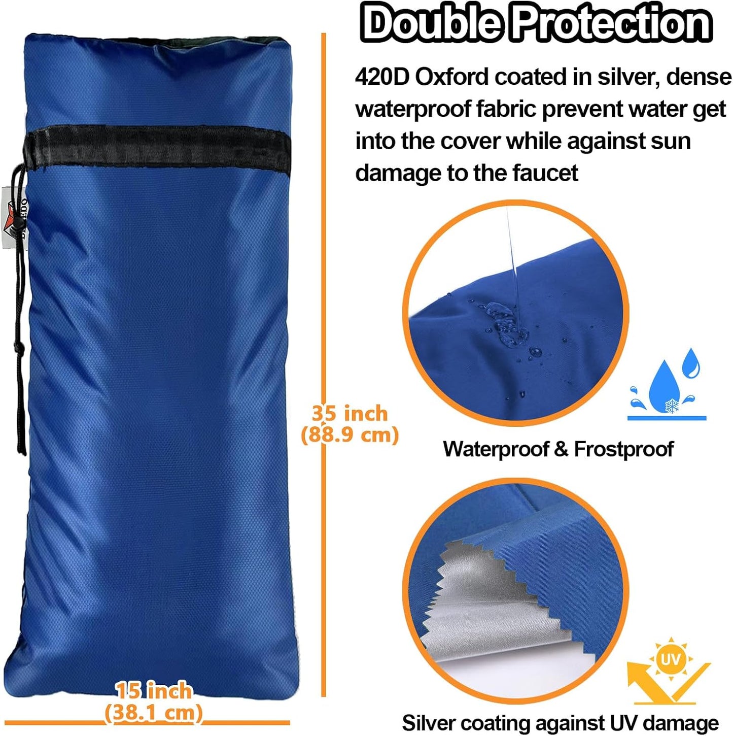 XXL Outdoor Faucet Covers for Winter, 3M Thinsulate Insulation Faucet Freeze Protector, 25”H x 13”W for Garden Lawn Faucets & Yard Hydrant, Waterproof Insulated Spigot Cover Faucet Sock – Black
