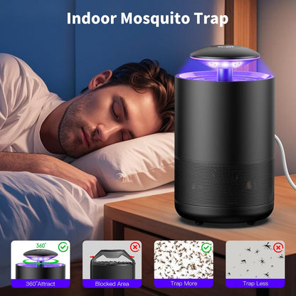 Fly Trap Indoor Mosquito Flying Insect Trap Automatic Electric Fly Catcher Fan Powered Gnat Catcher with 3 Sticky Boards, for Kitchen, Living Room, Dining Room, Yard, Swimming Pool, Picnic or Camping