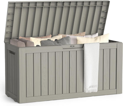 Outdoor Storage Box, 50 Gallon Waterproof Deck Storage Box, Lockable Patio Storage Bins for Package Delivery, Porch, Garden Tool, Cushions, Anti-Theft Weatherproof & UV-Resistant Parcel Drop Box