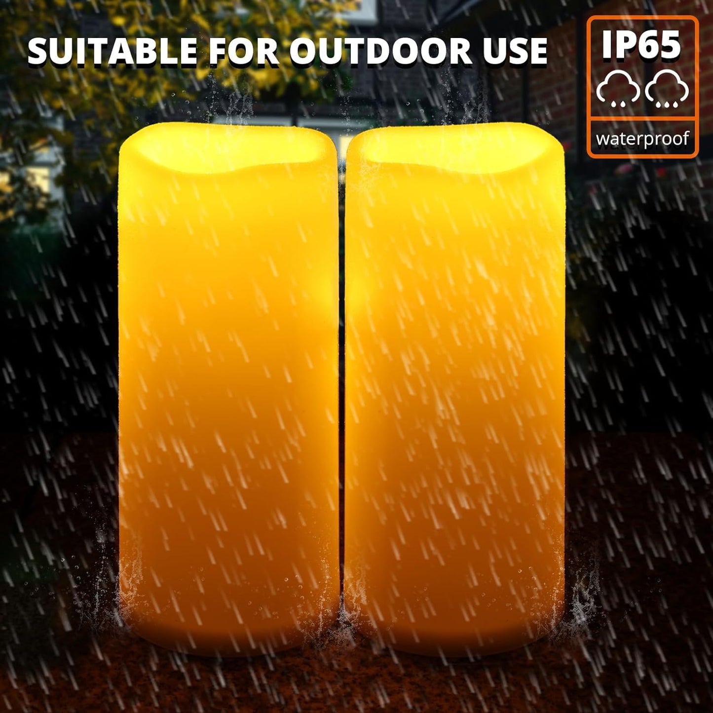 NURADA Large Waterproof Flameless Candles 6" 8" 10" x 4" - Outdoor Indoor LED Pillar Flickering Candle Battery Operated with Timer Remote for Patio Porch Lanterns - Ivory White Set of 3