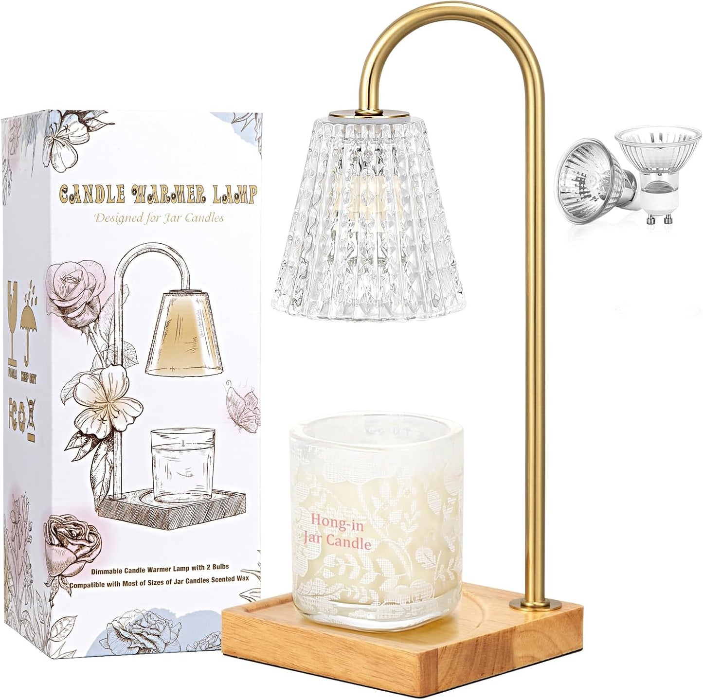 Hong-in Candle Warmer Lamp with Timer-Dimmable Adjustable Height Candle Lamp Warmer, Birthday Gifts for Women Mom Her, Housewarming Office Home Decor,Wax Warmer for Scented Wax Jar Candles
