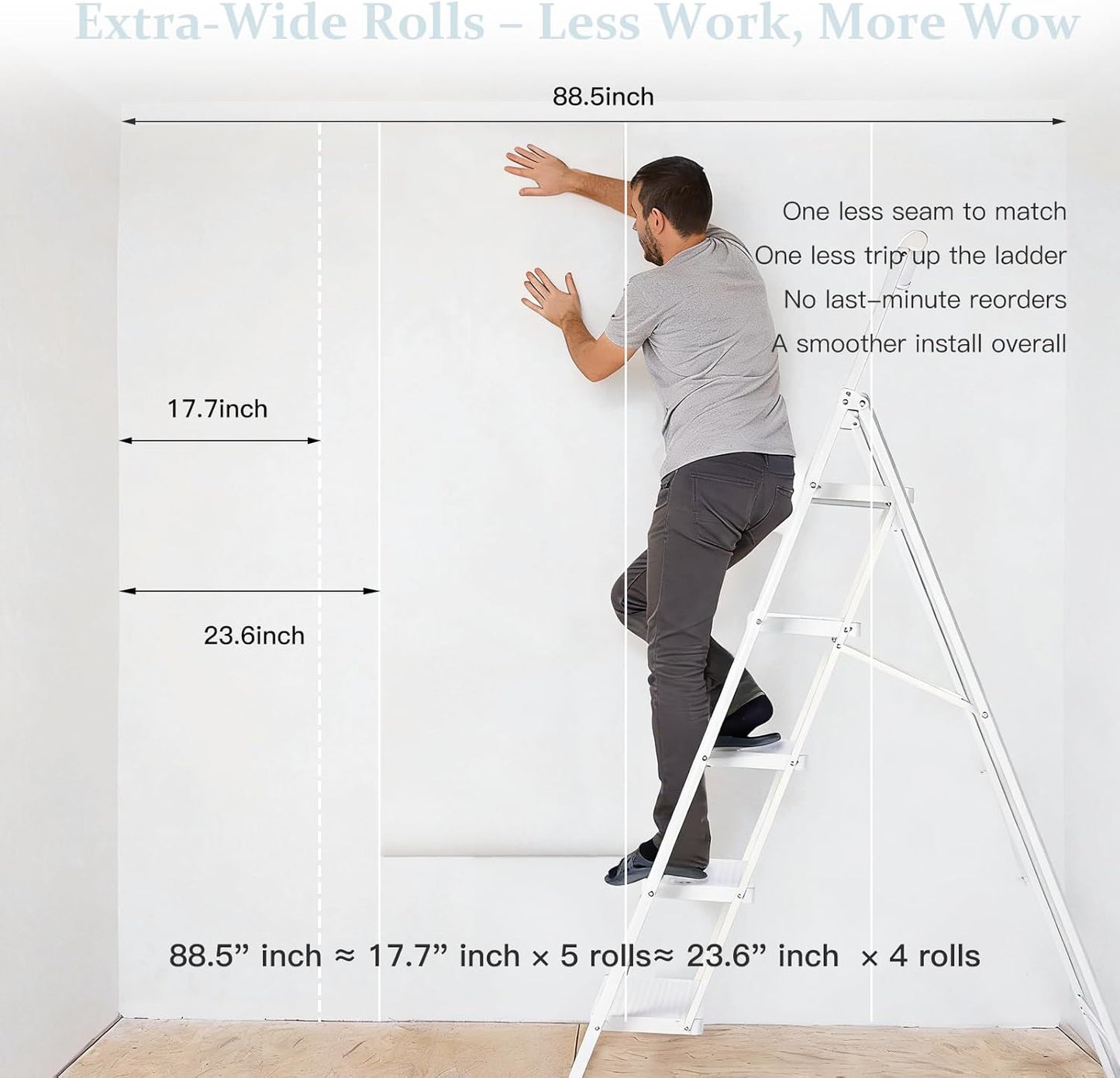 Dimoon 17.7''x118'' Peel and Stick Wallpaper White Contact Paper for New Environmentally Friendly Materials Thickening Upgrade Embossed Renter Friendly Wall Paper Modern Vinyl Wrap Countertop Bedroom
