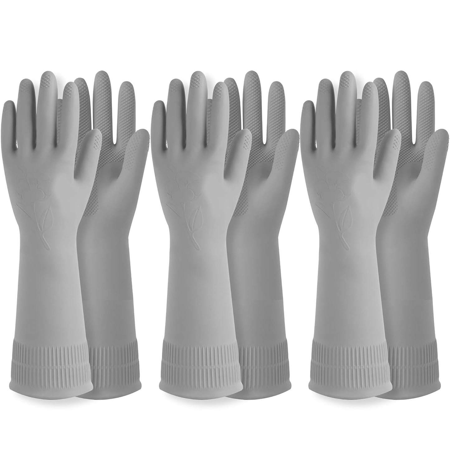 DABOGOSA Mamison 2 Pairs Reusable Waterproof Household Dishwashing Cleaning Rubber Gloves, Non-Slip Kitchen Glove (Pink, Medium (Pack of 2))