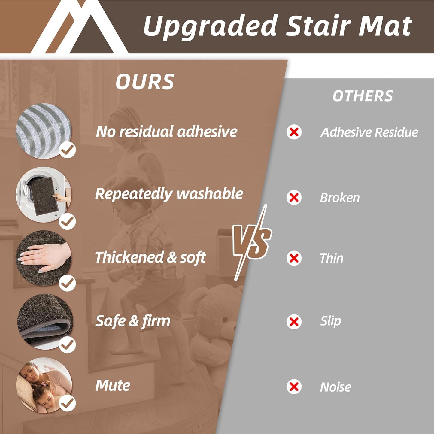 COSY HOMEER Stair Treads Non-Slip Carpet Stair Treads for Wooden Steps, Indoor Stair-Runner Rugs for Kids Elders & Pets 28"x9" (4Pc, Dark Gray)