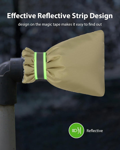 Outdoor Faucet Covers for Winter Freeze Protection, Kanosan 8.3"H X 6.7"W Thickened Reflective Outside Spigots Covers Hose Bib Insulated Sock for Winter Cold Weather, 2 Pack Black