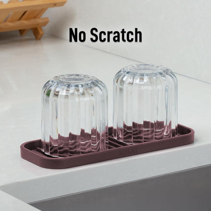 Zulay Kitchen (9x3.5in) Sponge Holder for Kitchen Sink - Flexible Heavy-Duty Multipurpose Sink Caddy - Counter Organizer for Kitchen, Bathroom, Makeup, Trinkets & More! (Grey)