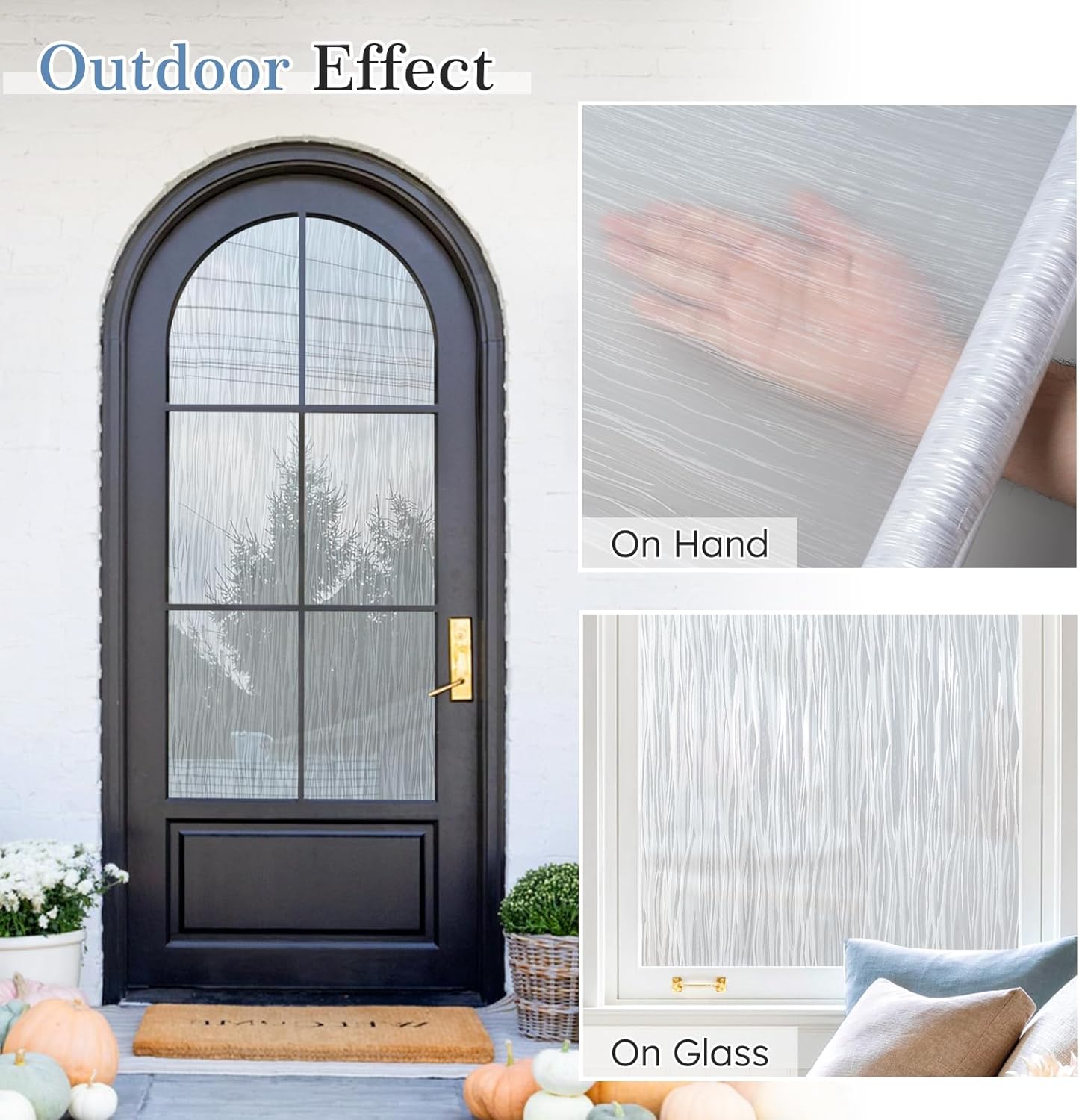 LUTE Window Privacy Film, Frosted Glass Window Film for Bathroom, Static Cling Removable Heat Control Glass Coverings, Non Adhesive Opaque Door Sticker for Home Office (Pure, 17.5" x 78.7")