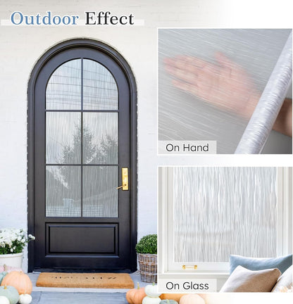 LUTE Window Privacy Film, Frosted Glass Window Film for Bathroom, Static Cling Removable Heat Control Glass Coverings, Non Adhesive Opaque Door Sticker for Home Office (Pure, 17.5" x 78.7")