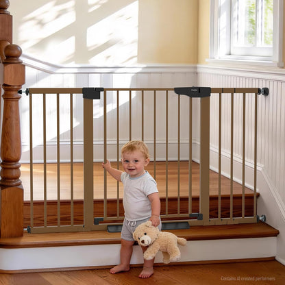 Cumbor 30-46" Baby Gate for Stairs, Mom's Choice Awards Winner-Auto Close Dog Gate for The House, Gifts for Mom, Easy Install Pressure Mounted Pet Gates for Doorways, Black